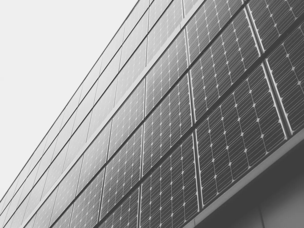 Photovoltaic panels on a building facade