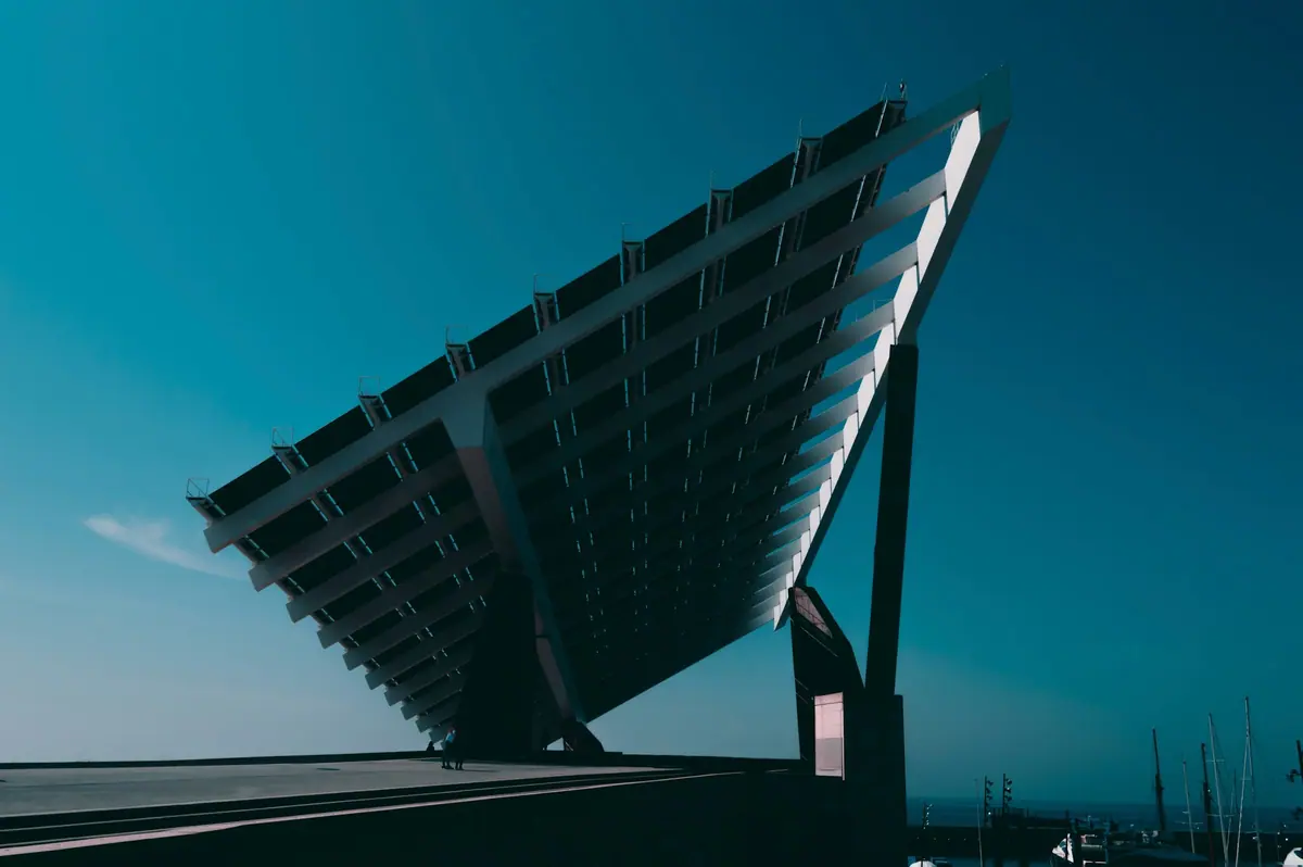 Photovoltaic canopy seen from below